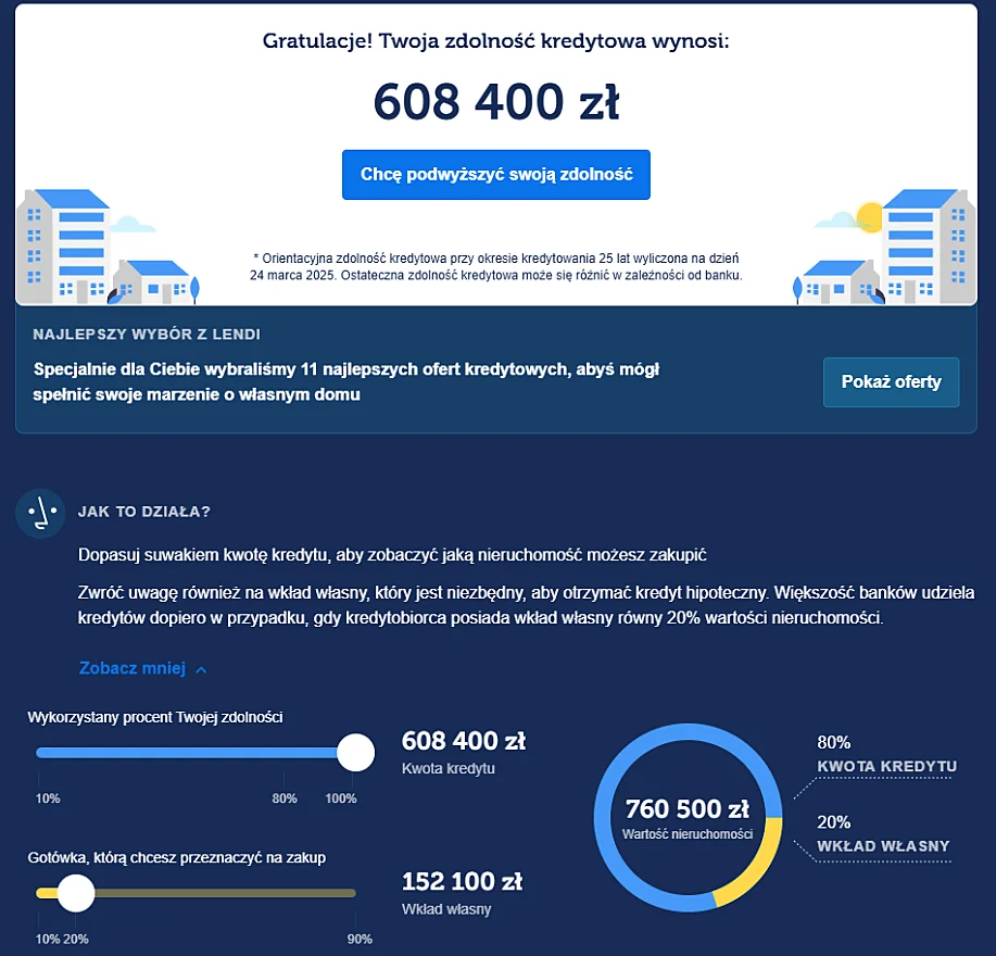 kalkulator zdolności kredytowej